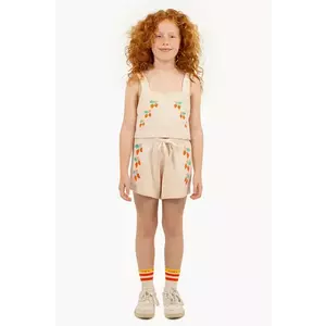 Tinycottons pantaloni scurți din bumbac pentru copii STRAWBERRIES SHORTS culoarea bej, cu imprimeu, SS25-301 imagine