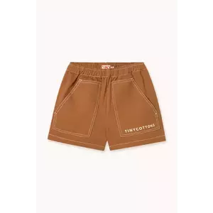 Tinycottons pantaloni scurți din bumbac pentru copii SOLID SHORT culoarea maro, neted, SS25-212 imagine