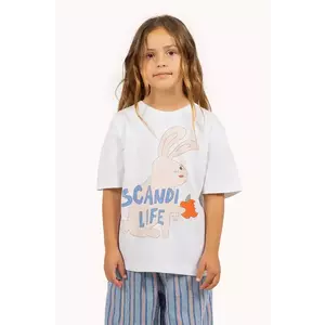 Tinycottons tricou de bumbac pentru copii SCANDI LIFE GRAPHIC TEE culoarea bej, cu imprimeu, SS25-076 imagine