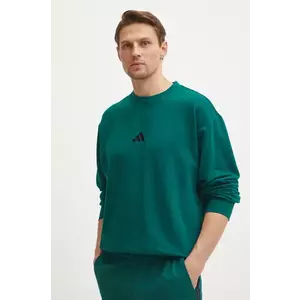 adidas bluza Feelcozy barbati, culoarea verde, cu imprimeu, JE3788 imagine