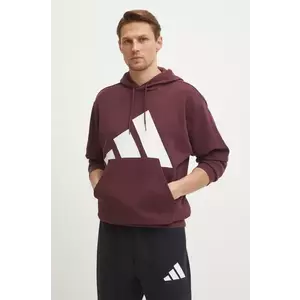 adidas bluza Essentials barbati, culoarea bordo, cu glugă, cu imprimeu, JE8897 imagine