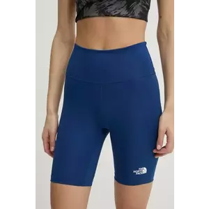 The North Face pantaloni scurti sport Flex femei, culoarea albastru marin, neted, high waist, NF0A8BRVD1R1 imagine