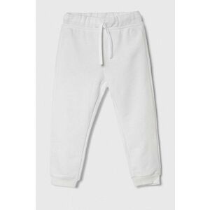 United Colors of Benetton pantaloni de trening din bumbac pentru copii culoarea alb, neted imagine