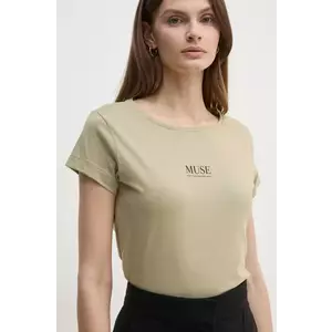 Sisley tricou din bumbac femei, culoarea verde, 3I1XL106Q imagine