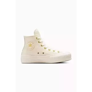 Converse teniși de piele Chuck Taylor All Star Lift femei, culoarea alb, A12764C imagine