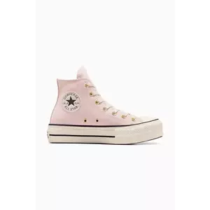 Converse teniși din piele întoarsă Chuck Taylor All Star Lift culoarea roz, A13823C imagine