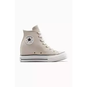 Converse teniși din piele întoarsă Chuck 70 Wedge culoarea bej, A13833C imagine