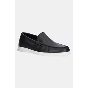 BOSS mocasini de piele Sienne bărbați, culoarea bleumarin, 50536173 imagine