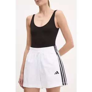 adidas pantaloni scurți Essentials femei, culoarea alb, cu imprimeu, high waist, JE1310 imagine