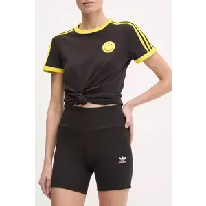 adidas Originals pantaloni scurți Essential femei, culoarea negru, uni, high waist, JD1548 imagine