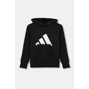 adidas bluză pentru copii culoarea negru, cu glugă, cu imprimeu, JC7505 imagine