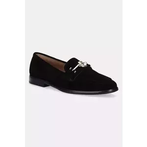 BOSS mocasini din piele intoarsa Helyan femei, culoarea negru, cu toc plat, 50536350 imagine