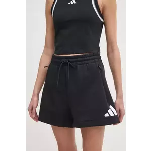 adidas pantaloni scurti Z.N.E. femei, culoarea negru, cu imprimeu, high waist, JC5395 imagine