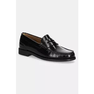 BOSS mocasini de piele Lycia femei, culoarea negru, cu toc plat, 50536344 imagine