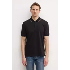 BOSS polo de bumbac culoarea negru, neted, 50532612 imagine