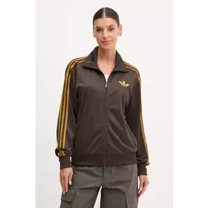 adidas Originals bluză Firebird femei, culoarea maro, cu imprimeu, JP2297 imagine