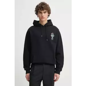 Drôle de Monsieur hanorac de bumbac Le Hoodie Vase bărbați, culoarea negru, cu glugă, cu imprimeu, F-HO174-CO127-BL imagine