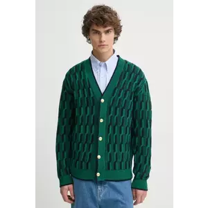 Drôle de Monsieur cardigan din lână Le Cardigan Torsades Bicolore culoarea verde, F-CA150-WO018-DGN imagine