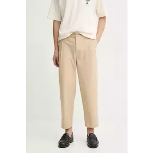 Drôle de Monsieur pantaloni Le Pantalon Cropped Twill bărbați, culoarea bej, drept, F-BP155-CO206-BG imagine