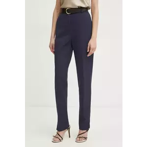 BOSS pantaloni femei, culoarea albastru marin, fason tigareta, high waist, 50534616 imagine