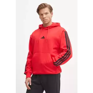 adidas bluza Essentials barbati, culoarea rosu, cu glugă, cu imprimeu, JE6298 imagine