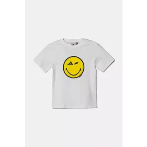 adidas tricou de bumbac pentru copii x Smiley World culoarea alb, cu imprimeu, JJ3071 imagine