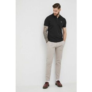 Lacoste polo de bumbac culoarea negru, neted imagine