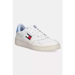 Tommy Jeans sneakers din piele TJW RETRO BASKET ESS culoarea alb, EN0EN02505 imagine