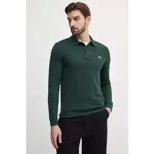 Lacoste longsleeve din bumbac culoarea verde, uni, PH4013 imagine