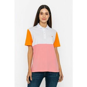 Tricou polo din bumbac cu model colorblock imagine