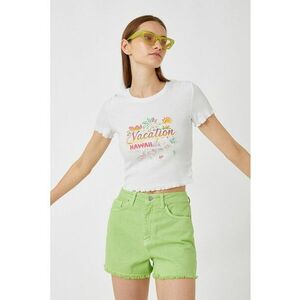 Tricou crop cu terminatii valurite imagine