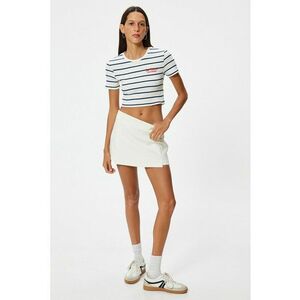 Tricou crop cu model in dungi imagine