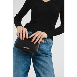 Geanta crossbody de piele cu bareta din lant imagine