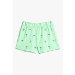 Pantaloni scurti cu detalii tropicale cu broderie imagine