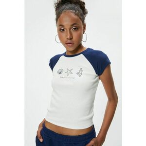 Tricou crop cu maneci raglan imagine