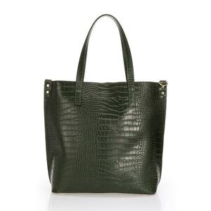 Geanta shopper din piele cu aspect de piele de crocodil imagine