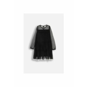 Rochie scurta cu insertii din tulle - Negru imagine