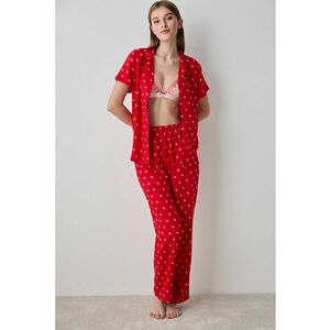 Pijama cu pantaloni lungi si model inima imagine