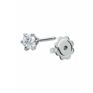 Cercel tip stud - aur 18k - diamant natural 0.20 ct - Argintiu imagine