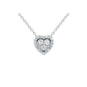 Colier cu pandantiv inima - aur 18k - diamante naturale 0.18 ct - argintiu - 39x3cm imagine