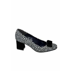 Pantofi Eleganti Dama 148 Negri Cu Buline Albe - Negru + Alb imagine