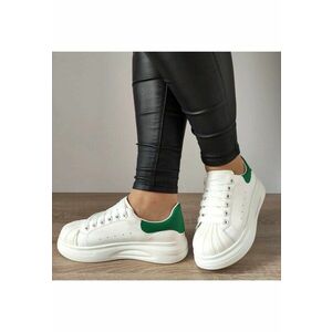 Pantofi Casual Dama T2653 Albi + Verde - 38 - Alb + Verde imagine