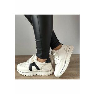 Pantofi Casual Dama P2367 Off White - Off White + Black imagine