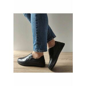 Pantofi Casual Dama H-0011 Negri + Croco - Black imagine