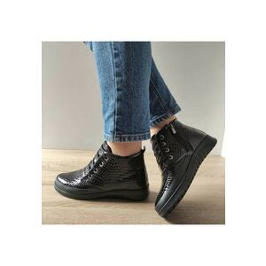 Ghete Casual Dama H-002 Negre Croco - Negru imagine