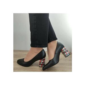 Pantofi Eleganti Dama 470-44 Negri + Toc Color - Black imagine