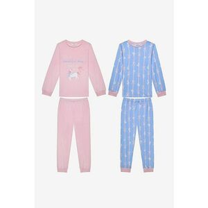 Set de pijama de bumbac cu imprimeu unicorn - 2 piese imagine