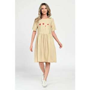 888146149-Rochie Medie Dama - Casual - Bej V308 imagine