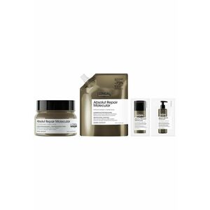 Pachet Masca L’Oreal Professionnel Serie Expert Absolut Repair Molecular pentru par deteriorat - formulat cu legaturi peptidice si 5 aminoacizi - par puternic & stralucitor - matasos & hidratat - 250ml + Rezerva sampon - 500ml imagine