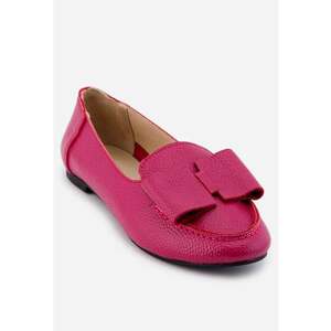 Mocasini dama fuchsia din piele naturala cu funda imagine